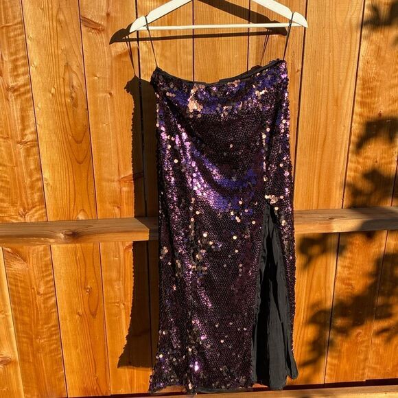 Free People Purple Star Sequin Maxi Skirt size 6 - Picture 2 of 6